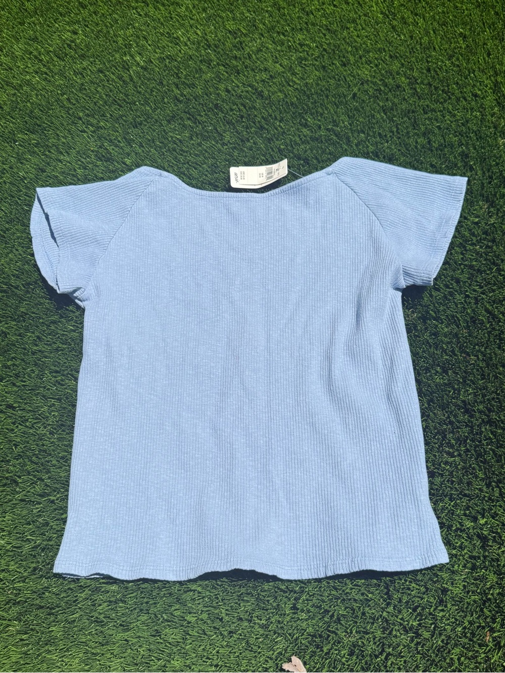 aerie Light Blue Short Sleeve Ribbed Tee
